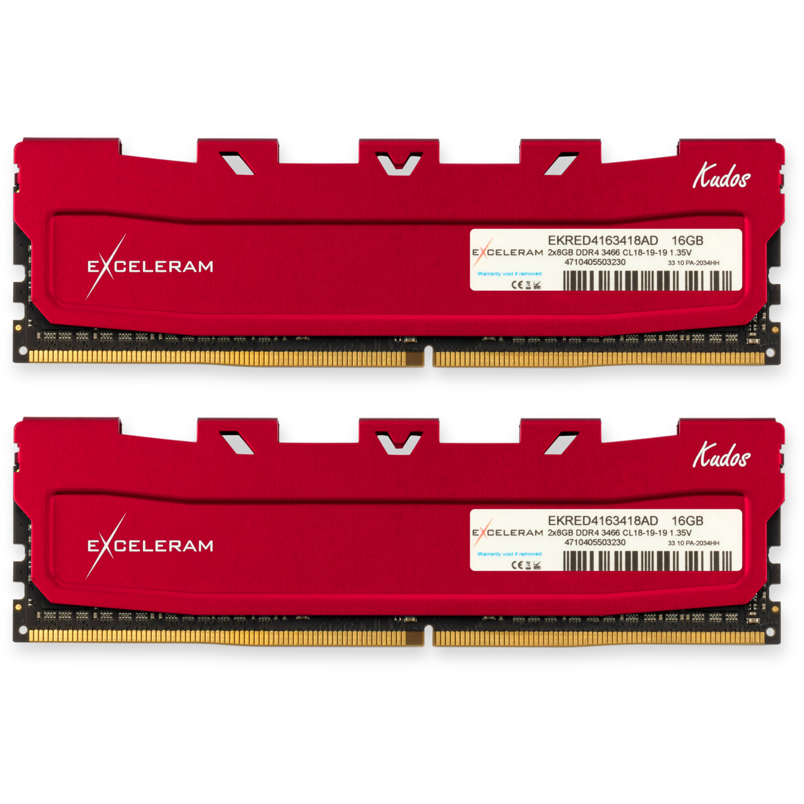 Модуль памяти для компьютера DDR4 16GB (2x8GB) 3466 MHz Kudos Red eXceleram (EKRED4163418AD)