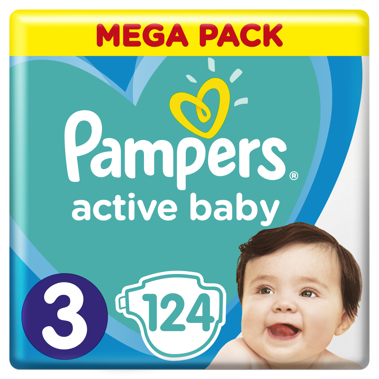 Подгузники Pampers Active Baby Midi Размер 3 (6-10 кг), 124 шт. (8001090950857)