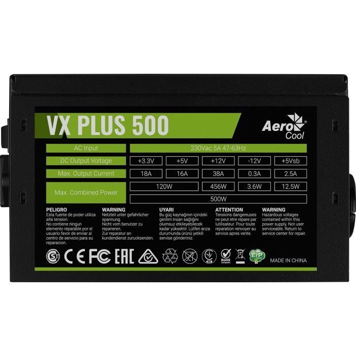 Блок питания AeroCool 500W VX PLUS 500 (4713105962758) изображение 3