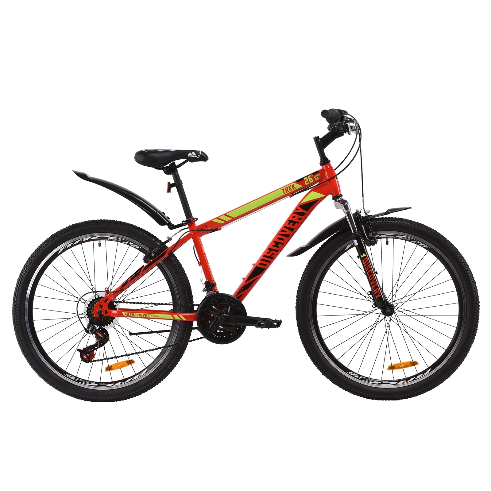 Велосипед Discovery 26" TREK AM Vbr рама-13" St 2020 красно-черный с салатовым (OPS-DIS-26-263)
