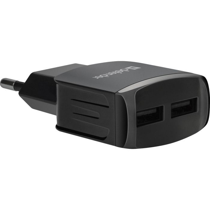 Зарядное устройство Defender EPA-13 black, 2xUSB, 5V/2.1A, package (83840) изображение 2