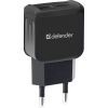 Зарядное устройство Defender EPA-13 black, 2xUSB, 5V/2.1A, package (83840)