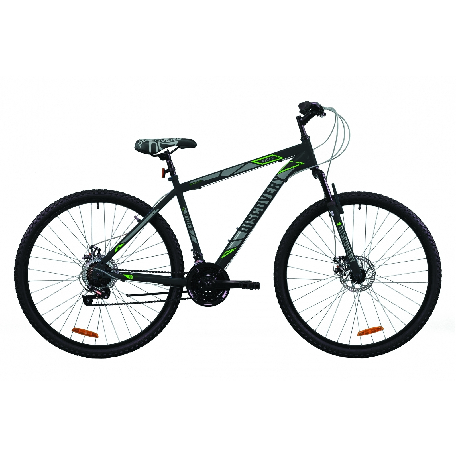 Велосипед Discovery 29" RIDER AM DD рама-19" St 2020 черно-серый с зеленым (OPS-DIS-29-076)