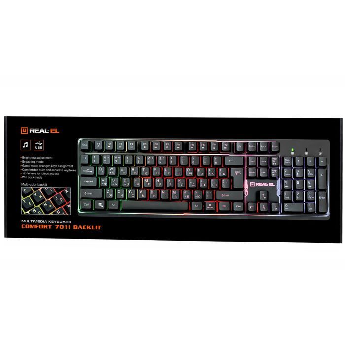 Клавиатура REAL-EL 7011 Comfort Backlit Black изображение 9