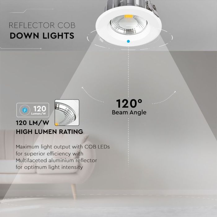 Світильник точковий V-TAC LED 10W, SKU-1272, 230V, 6.4K, 1200Lm (3800157611947) зображення 8