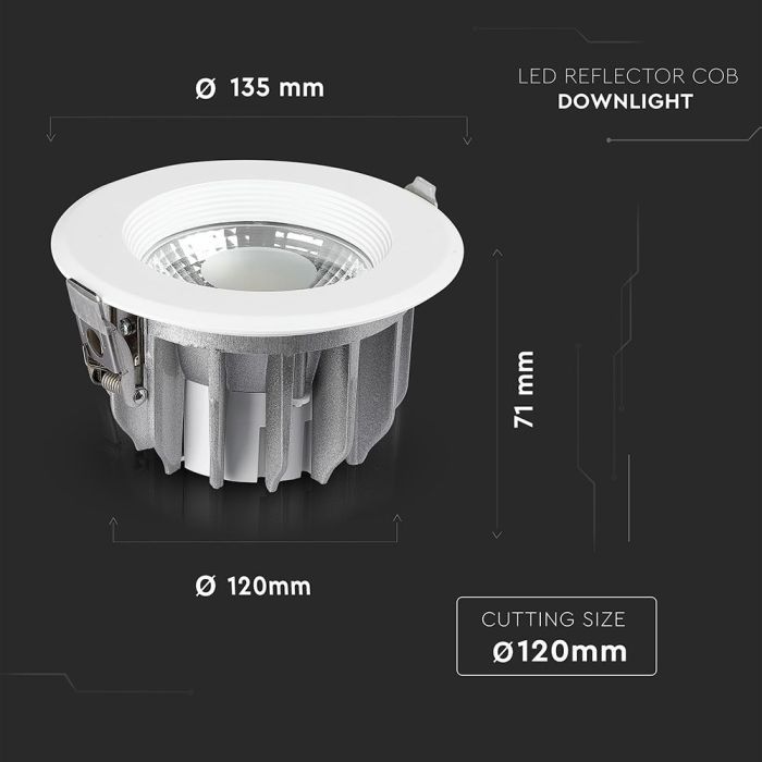 Світильник точковий V-TAC LED 10W, SKU-1272, 230V, 6.4K, 1200Lm (3800157611947) зображення 9