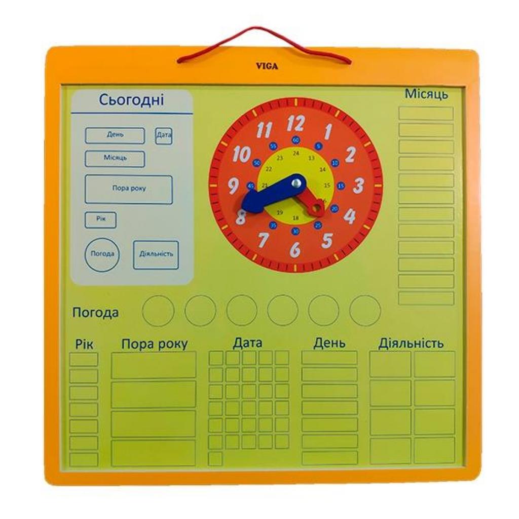 Игровой набор Viga Toys Магнитный календарь с часами, на украинском языке (50377U) изображение 2