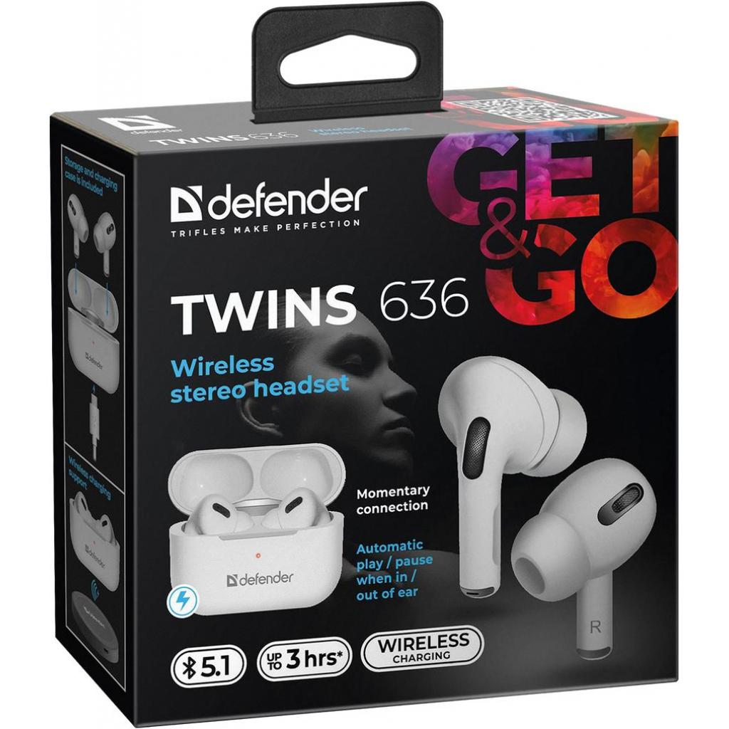 Навушники Defender Twins 636 TWS Pro Bluetooth White (63636) зображення 8