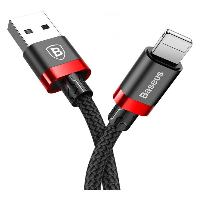 Дата кабель USB 2.0 AM to Lightning 1.0m Cafule Black-Red Baseus (CALKLF-B19)