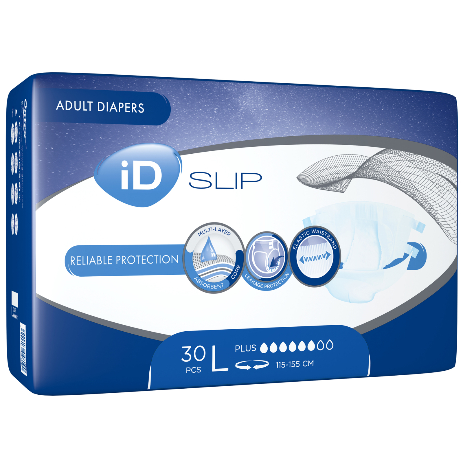 Подгузники для взрослых ID Slip Plus Large талия 115-155 см. 30 шт. (5411416048190) изображение 2