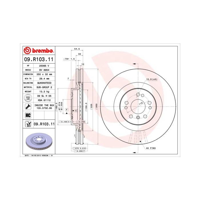 Гальмівний диск Brembo 09.R103.11