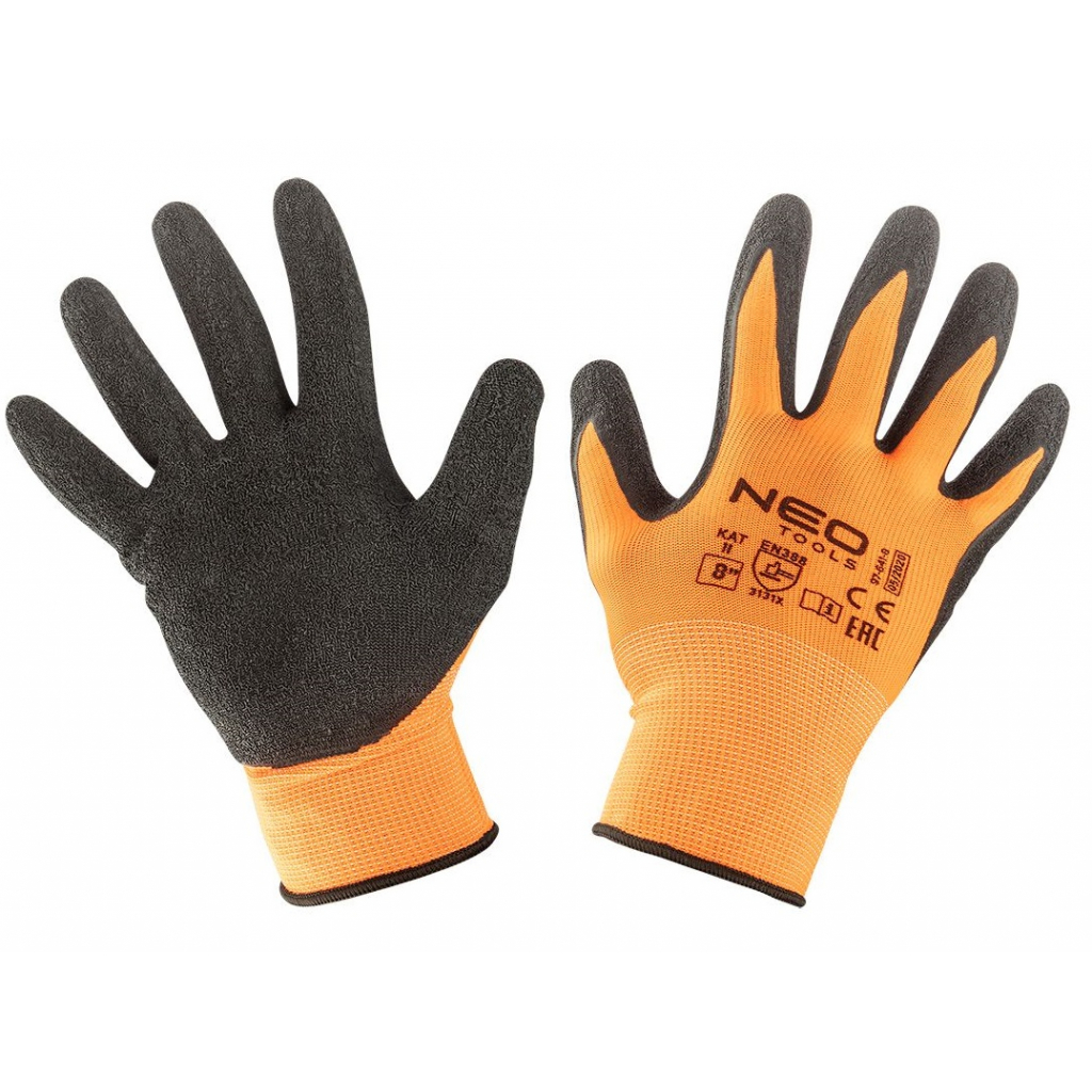 Захисні рукавиці Neo Tools робочі, поліестер з латексним покриттям, р. 10 (97-641-10)