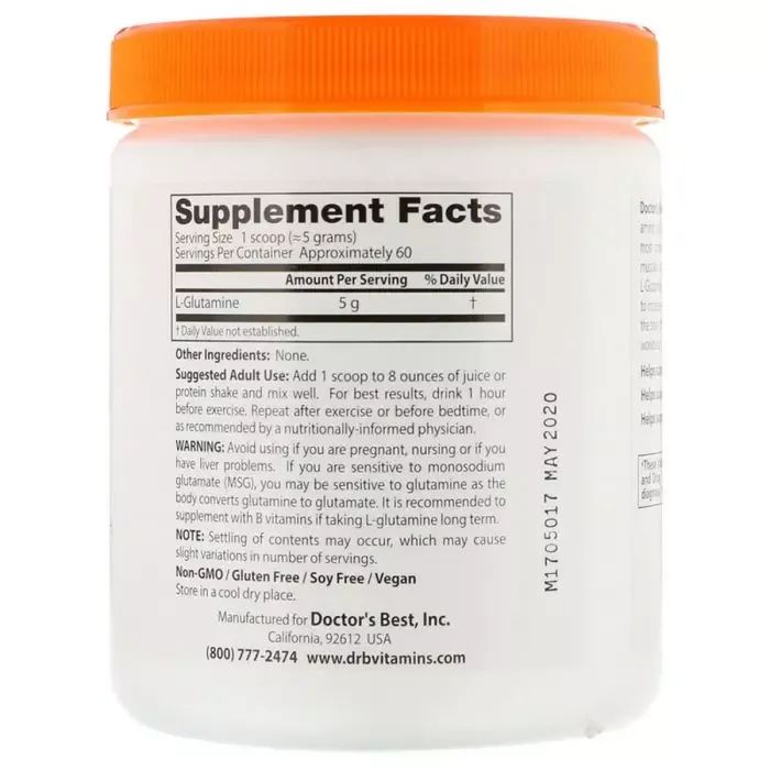 Аминокислота Doctor's Best Глютамин в Порошке, L-Glutamine Powder, 300 гр. (DRB-00491) изображение 2