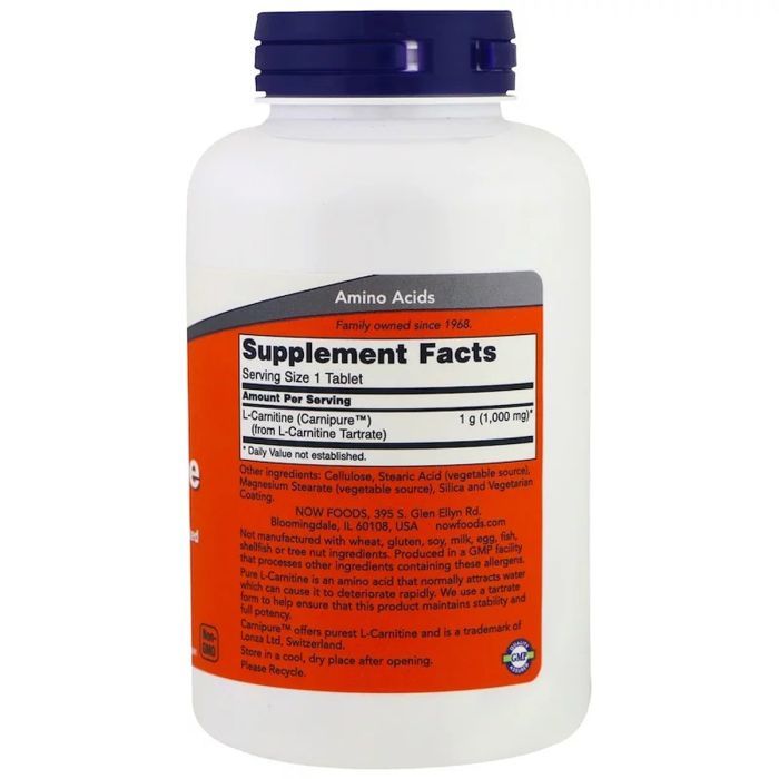 Аминокислота Now Foods L- Карнитин, L-Carnitine, 1000 мг, 100 таблеток (NOW-00068) изображение 2