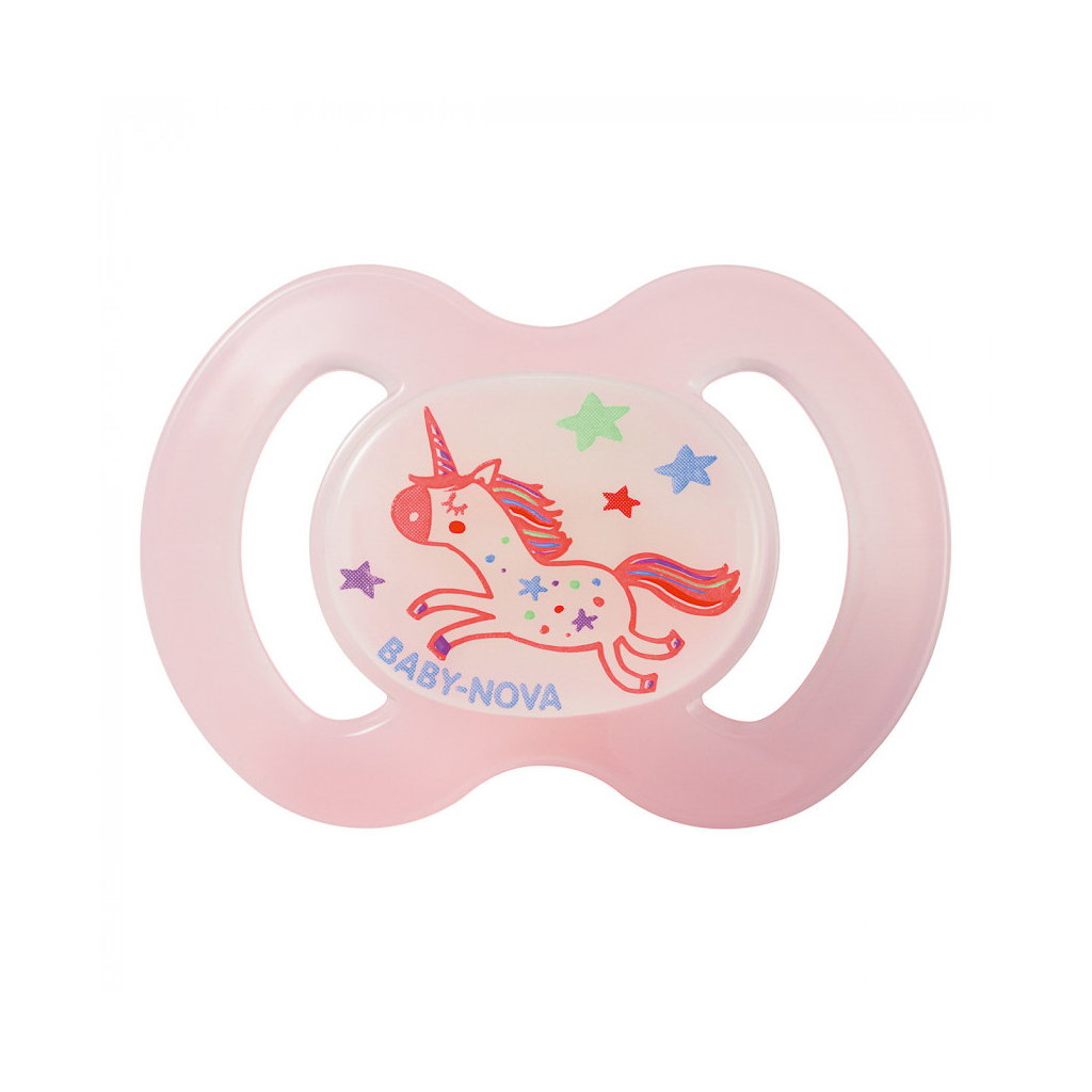Пустушка Baby-Nova Unicornio Pink нічна 0-6 міс. рожева (3962483)