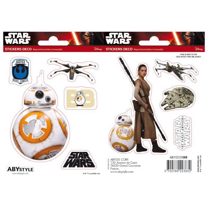 Стикер-наклейка ABYstyle Star Wars - BB8/Rey 16х11 см/2 листа (ABYDCO359)