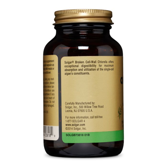 Трави Solgar Хлорелла, Broken Cell-Wall Chlorella, 100 рослинних капсул (SOL-03818) зображення 2