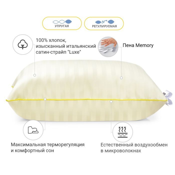 Подушка MirSon 1485 Carmela Hand Made memory effekt Высокая 40х40 см (2200003263350) изображение 2