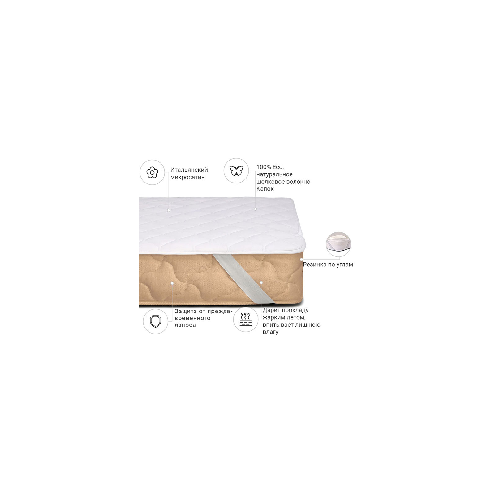 Наматрасник MirSon шелковый Стандарт Silk 290 70x130 см (2200000351753) изображение 2