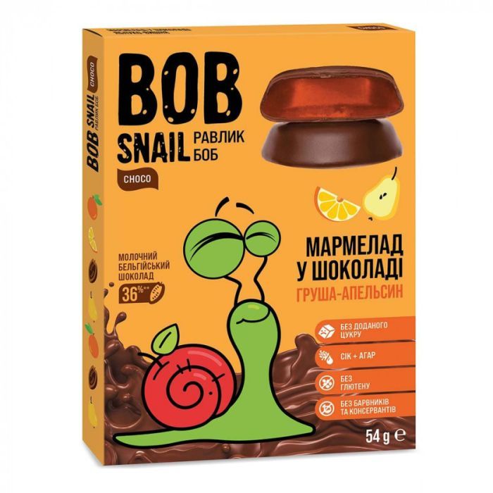 Мармелад Bob Snail Груша Апельсин в молочном шоколаде 54 г (4820219342090)
