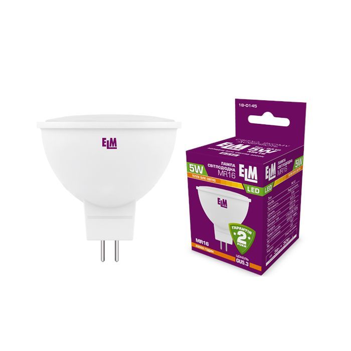 Лампочка ELM MR16 5W PA10 GU5.3 3000K (18-0145)
