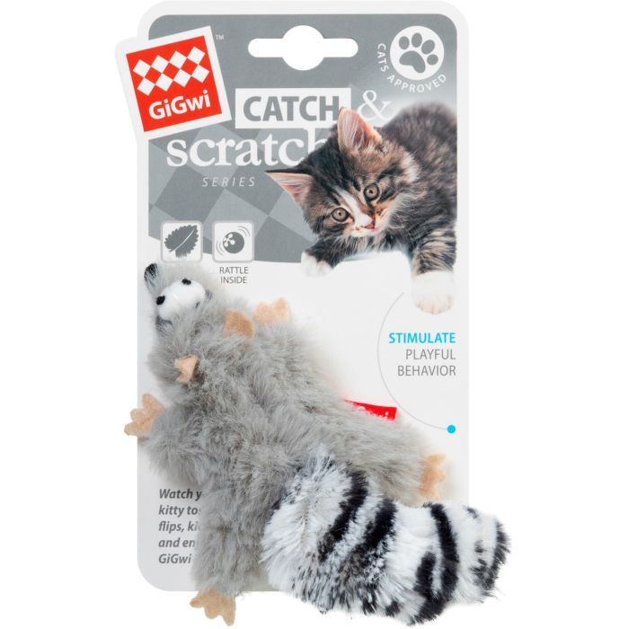 Игрушка для кошек GiGwi Catch&scratch Енот с кошачьей мятой 8 см (75019) изображение 2
