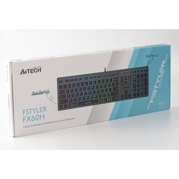 Клавіатура A4Tech FX60H USB Grey Neon backlit (4711421978309) зображення 9