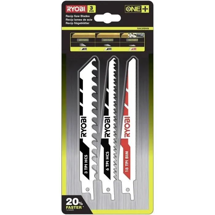 Полотно Ryobi для сабельной пилы RAK3RBWM, набор 3 шт, для дерева и металла (5132002813)