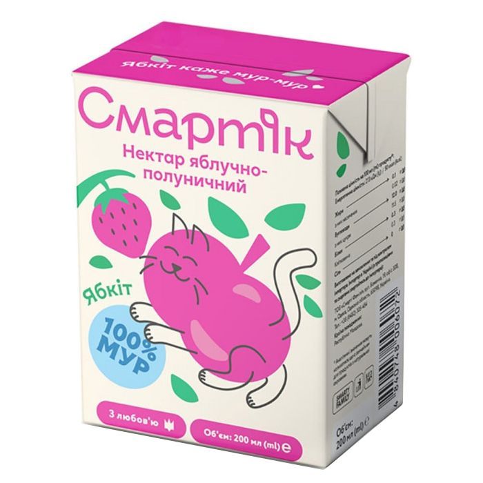Сок детский Смартік яблочно-клубничный с мякотью 200 мл (4840748006072)