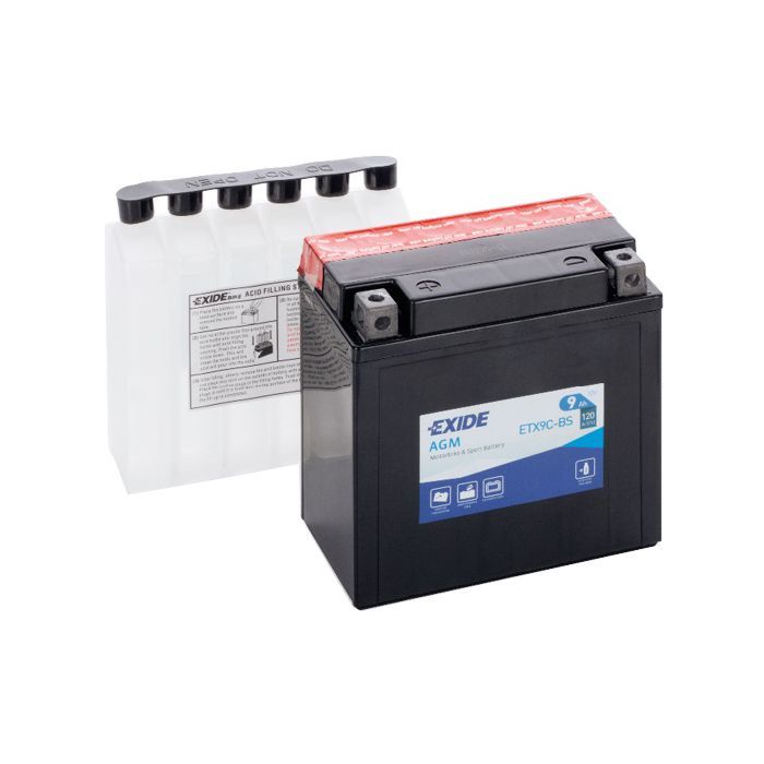Аккумулятор автомобильный EXIDE AGM 9Ah (+/-) (120EN) (ETX9C-BS)
