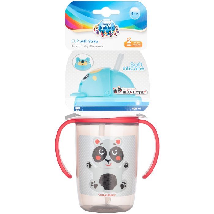 Поїльник-непроливайка Canpol babies Hello Little з трубочкою 400 мл Бежевий (56/500_bei) зображення 3