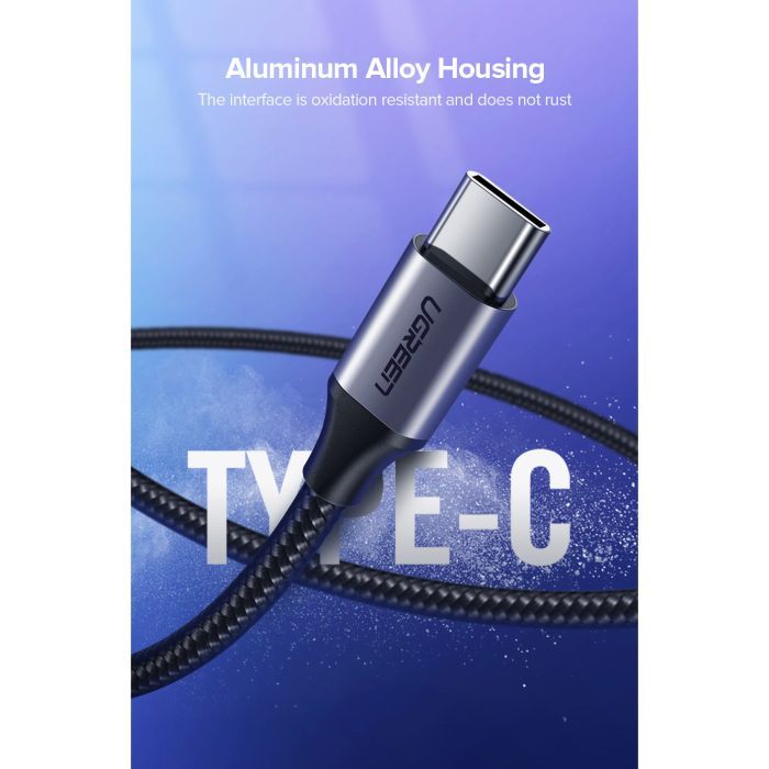 Дата кабель USB 2.0 AM to USB-C 1.5m US288 Aluminum Braid (Black) Ugreen (60127) изображение 4