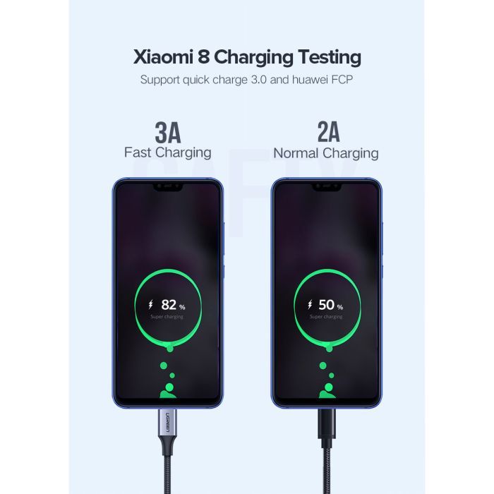 Дата кабель USB 2.0 AM to USB-C 1.5m US288 Aluminum Braid (Black) Ugreen (60127) изображение 7