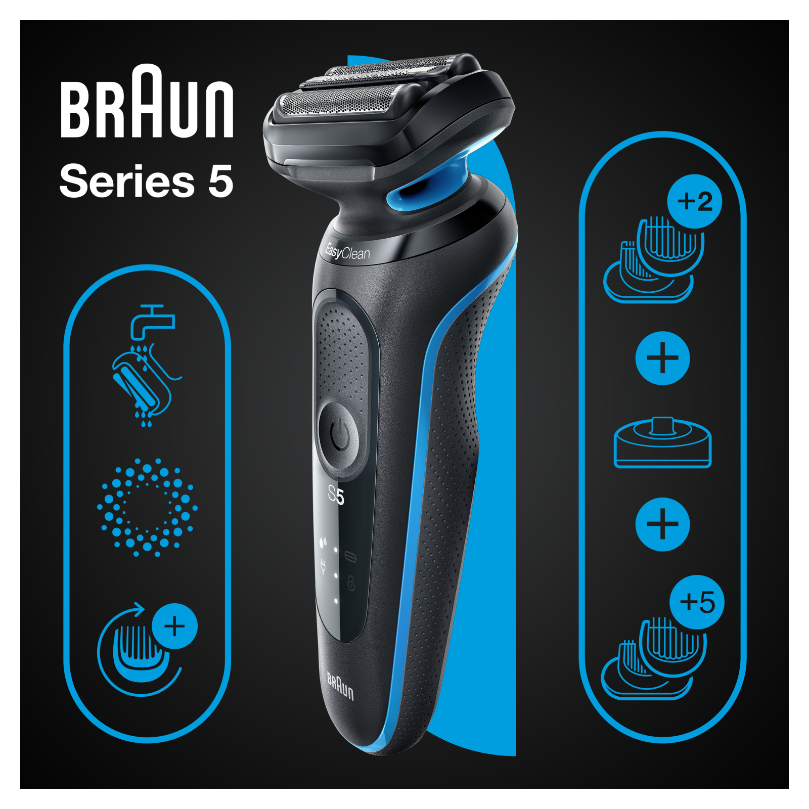 Електробритва Braun Series 5 51-B4650cs BLACK / BLUE зображення 4