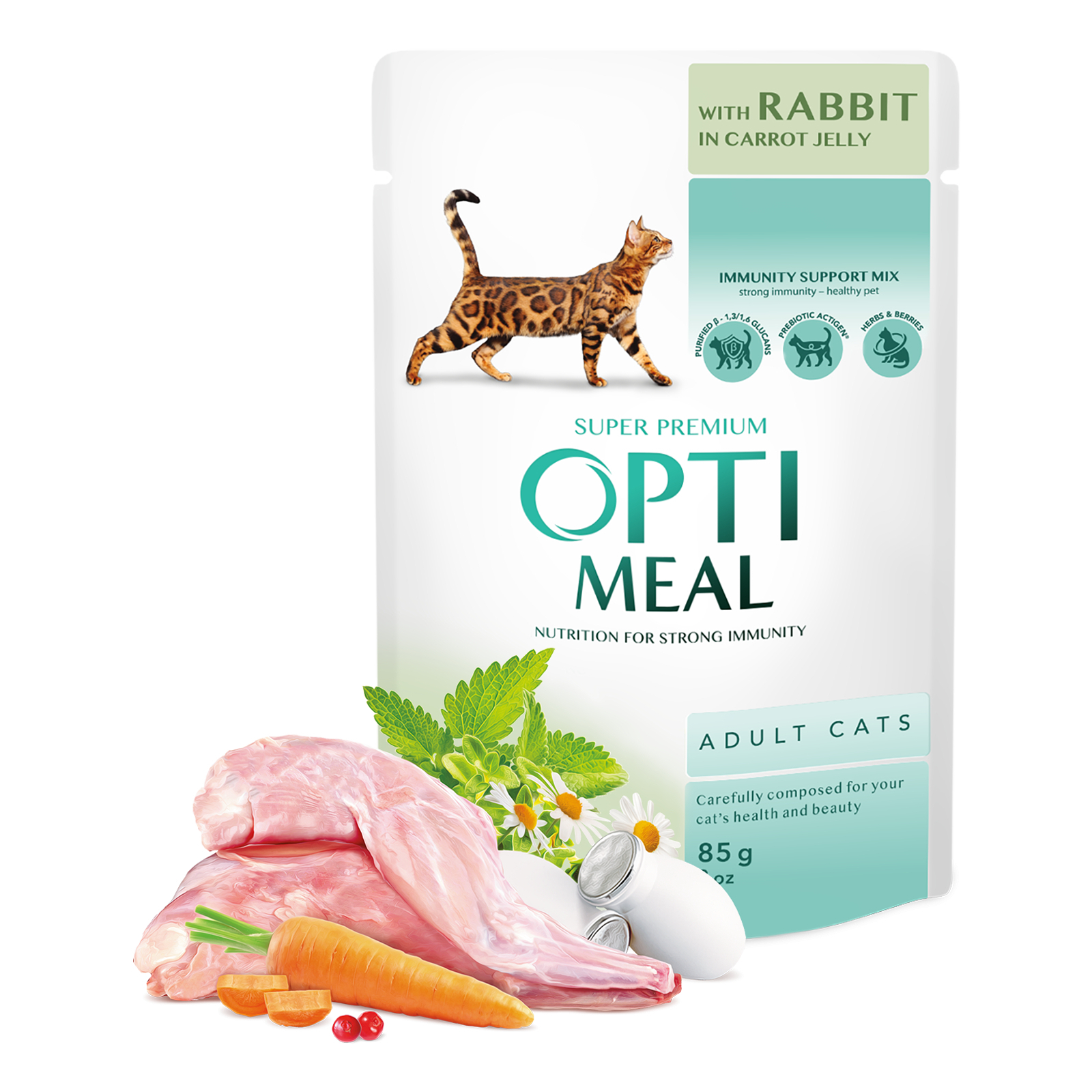 Влажный корм для кошек Optimeal с кроликом в морковном желе 85 г (4820215365840) изображение 2