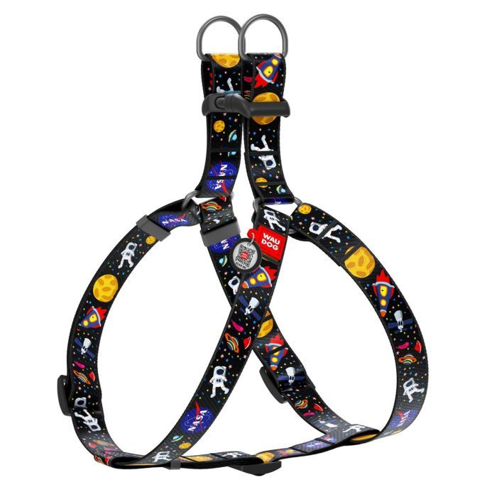 Шлея для собак WAUDOG Nylon з QR паспортом анатомічна "NASA" M (5020)