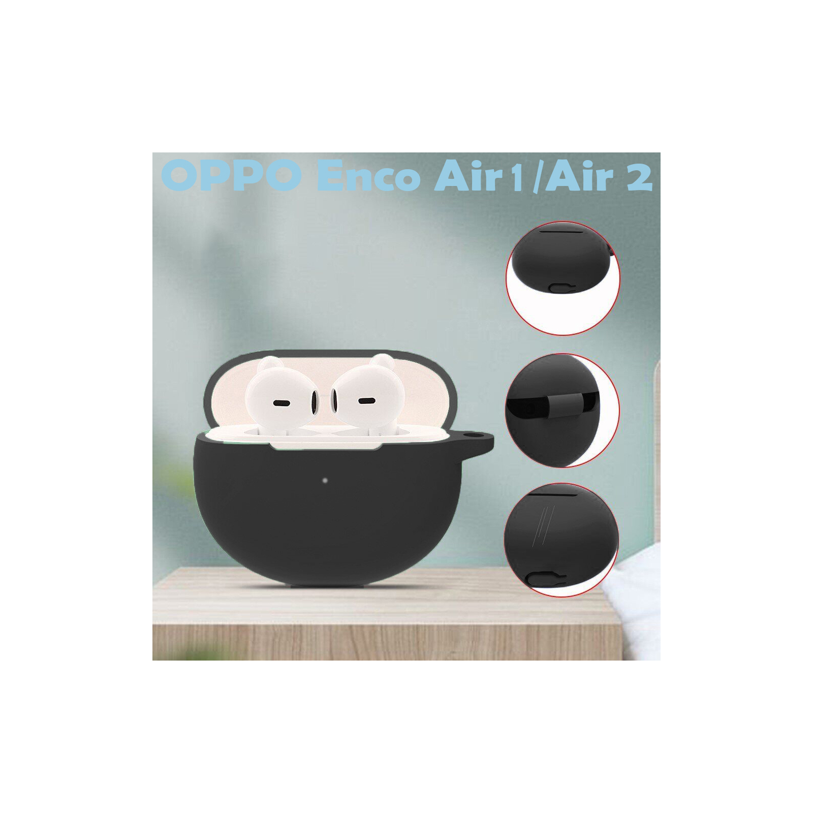 Чохол для навушників BeCover Silicon для OPPO Enco Air 1/ Air 2 Black (709568) зображення 2