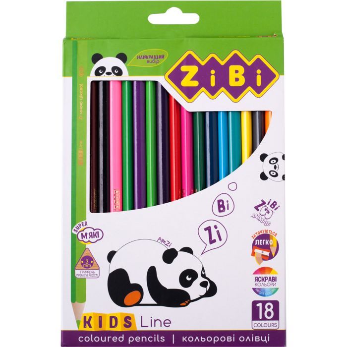 Олівці кольорові ZiBi KIDS Line 18 кольорів (ZB.2415)