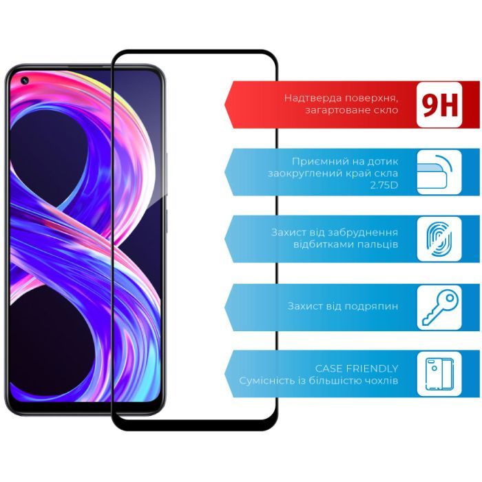 Скло захисне ACCLAB Full Glue Realme 8 Pro (1283126523212) зображення 3