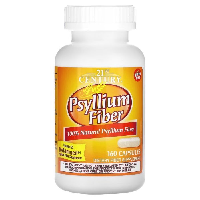 Травы 21st Century Клетчатка из подорожника, Psyllium Fiber, 160 капсул (CEN-27024)