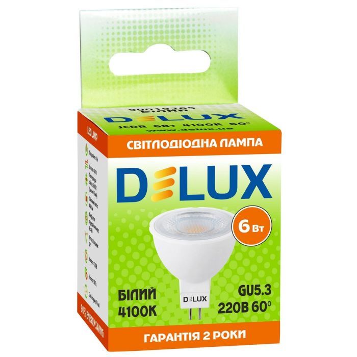 Лампочка Delux JCDR 6Вт 4100K 220В GU5.3 (90019265) изображение 2