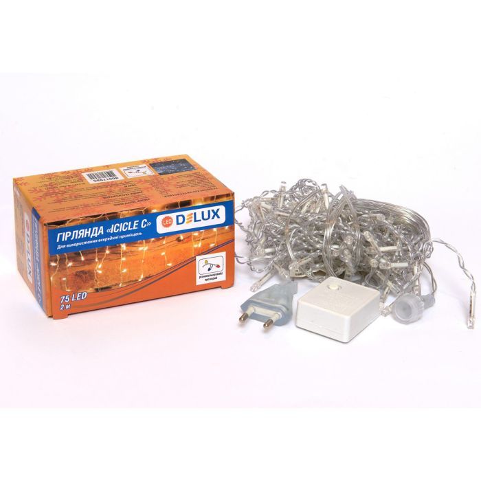 Гирлянда Delux ICICLE С 75LED 2х0.7 м мульти/прозрачный IP20 (90017985) изображение 2
