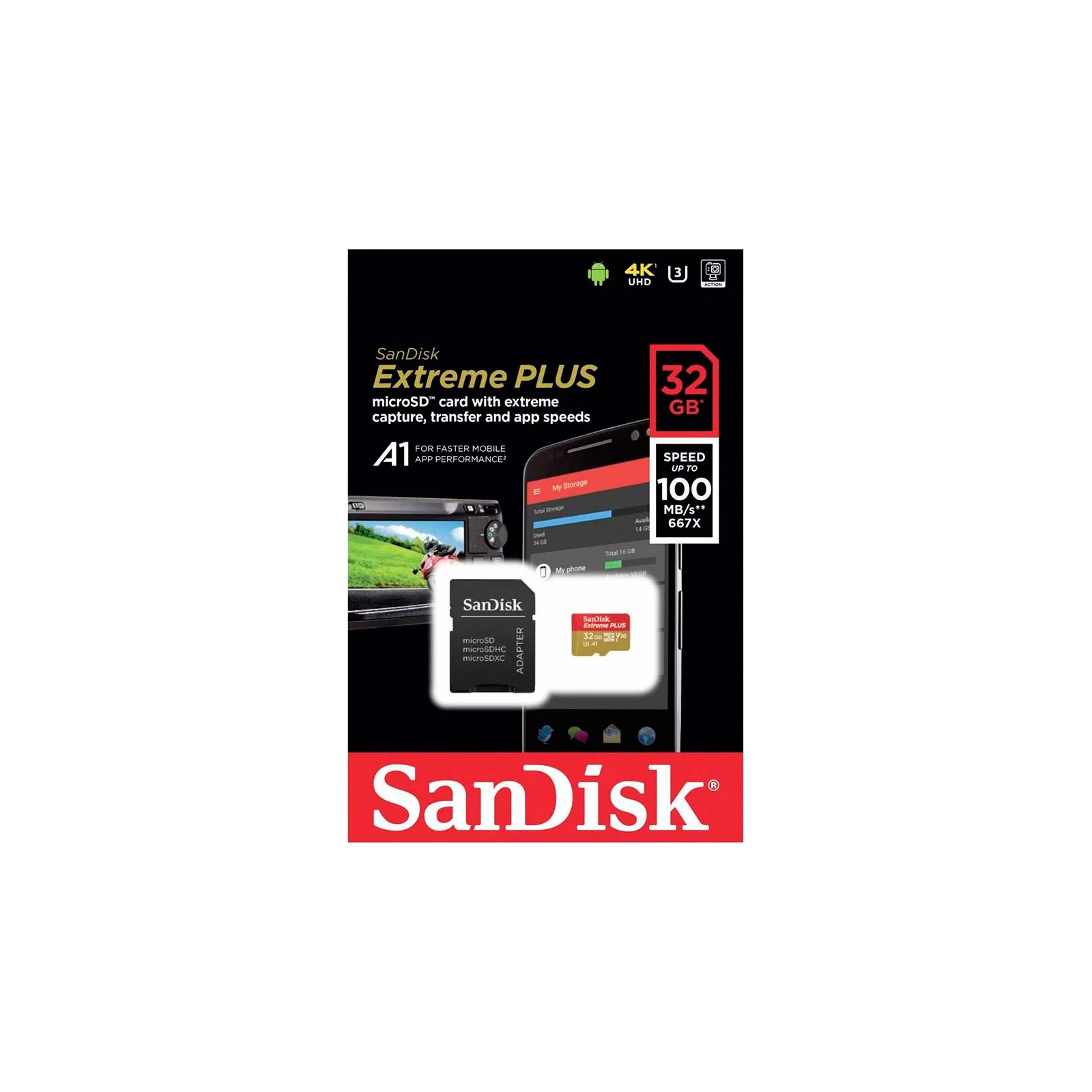 Карта памяти SanDisk 32GB microSD class 10 V30 Extreme PLUS (SDSQXBG-032G-GN6MA) изображение 5