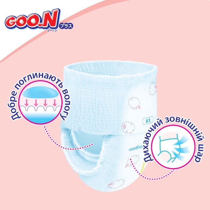 Підгузки GOO.N Plus Трусики для дітей 12-20 кг розмір XL 38 шт (21000633) зображення 6