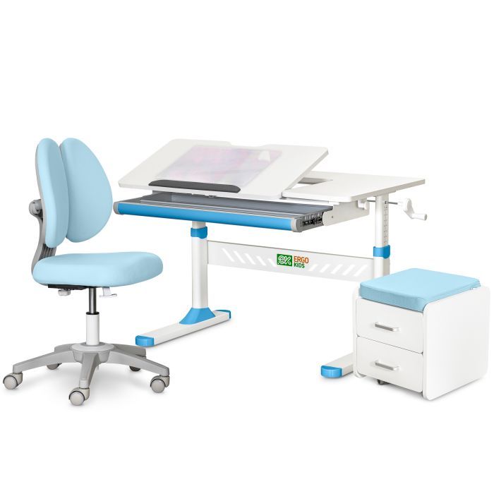 Парта з кріслом ErgoKids (L) Blue + тумба (TH-310 + Y-412 Lite + BD C3_BLUE)
