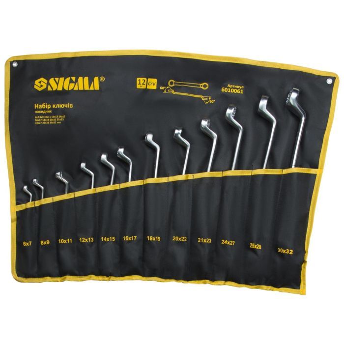 Ключ Sigma набор накидных 12шт 6-32мм CrV satine, тк. чехол (6010061)