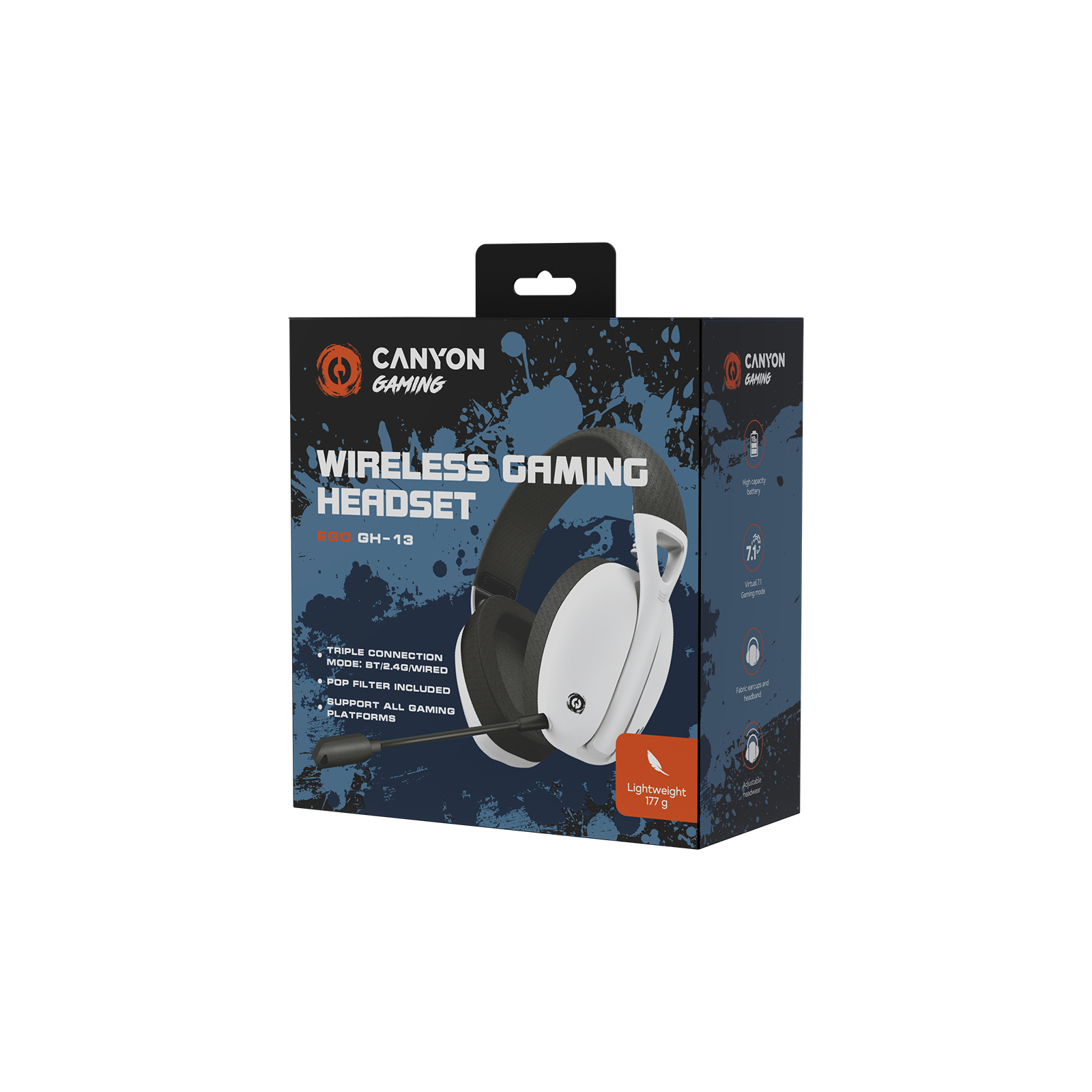 Навушники Canyon GH-13 Ego Wireless Gaming 7.1 White (CND-SGHS13W) зображення 8