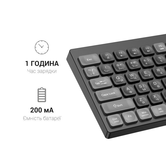 Клавиатура OfficePro SK985B Wireless/Bluetooth Black (SK985B) изображение 11