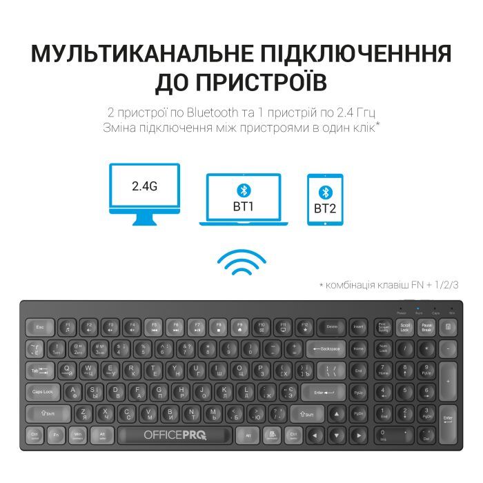 Клавиатура OfficePro SK985B Wireless/Bluetooth Black (SK985B) изображение 12