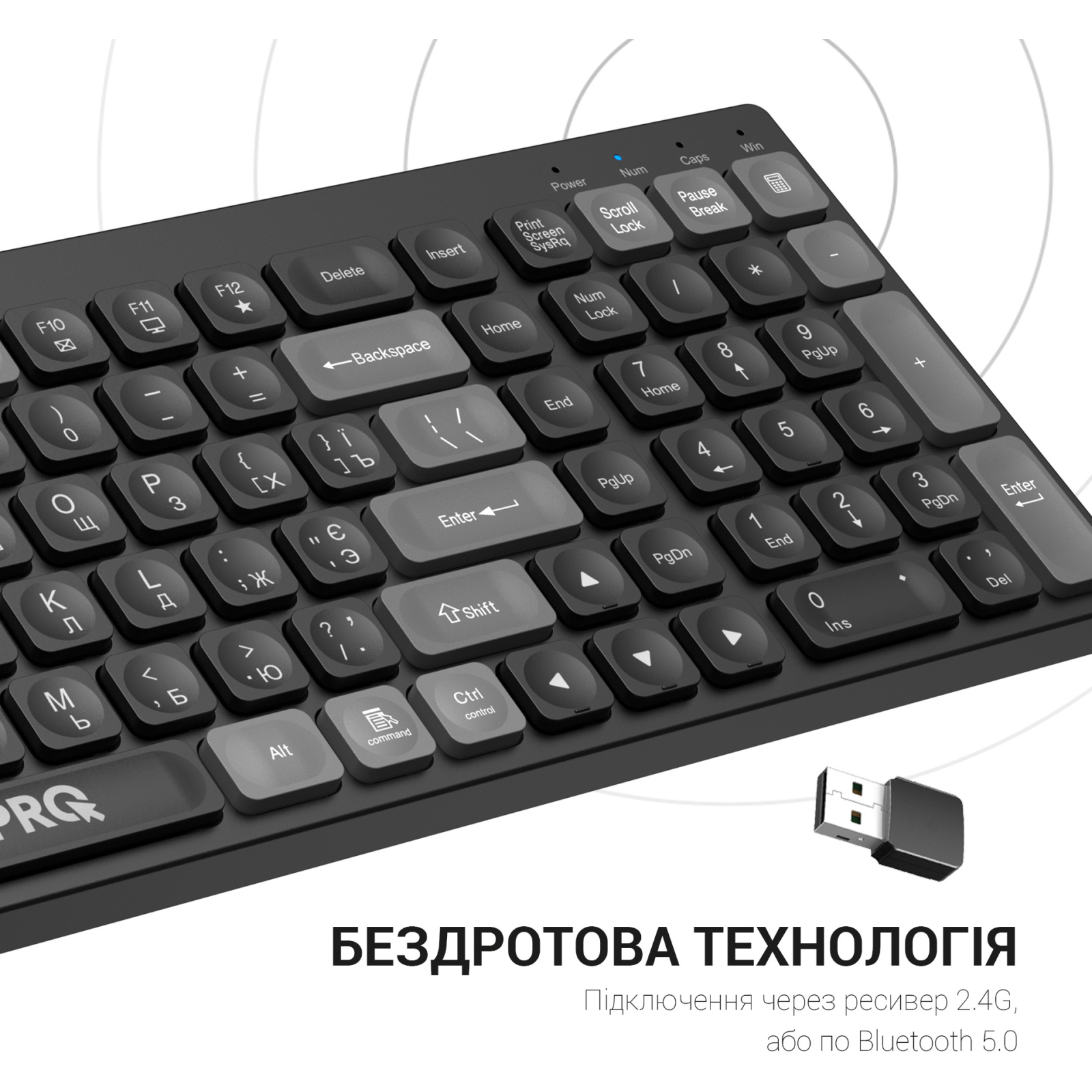 Клавіатура OfficePro SK985B Wireless/Bluetooth Black (SK985B) зображення 9